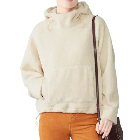 Vince Tops Vince Cozy Faux Sherpa Hoodie Size S High Neck Long